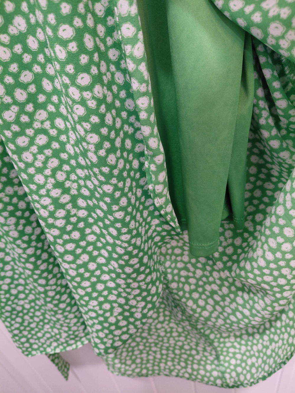 Sienna Sky Green and White High-Low Wrap Dress with Flutter Sleeves #0818 - Picture 9 of 9
